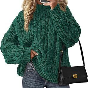 PRETTYGARDEN Green Cable Knit Sweater XL – Cozy Textured Knit Fall Y2K Christmas